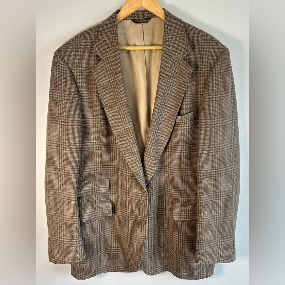 Vintage Strathmore Anderson-Little Houndstooth Check Blazer Made In USA 46 Long